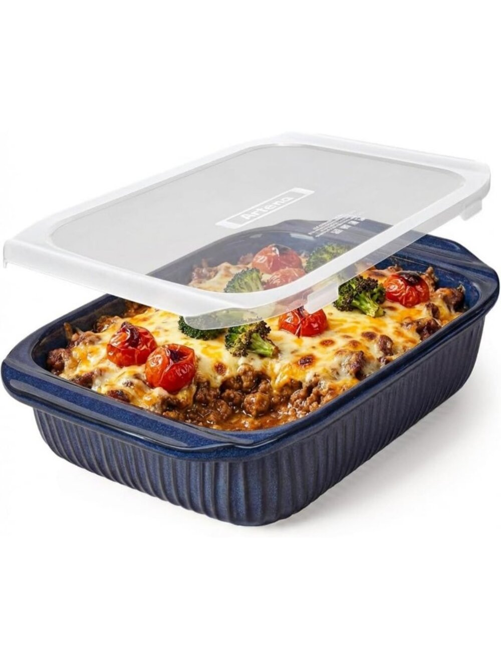 Large 5.1 Quart Casserole Dish with Lid, Deep Baking Pan for Lasagna & Oven Use